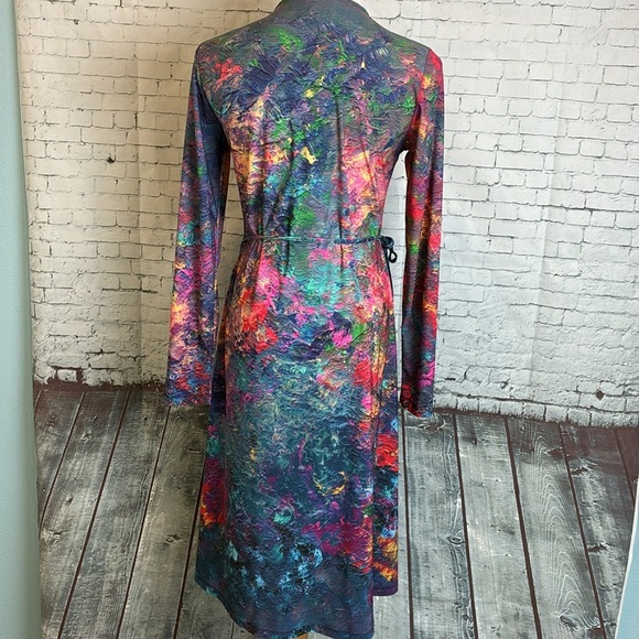 Wrap Dress Le Galeriste NWT original artwork design Whimsy Maximalist Workwear - Picture 8 of 16